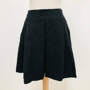 k0959 美品 ZARA BASIC ザラ スカート ミニ シンプル 厚手 ストレッチ フレア 9号 黒 無地 レディース 万能 シンプルデイリーカジュアル