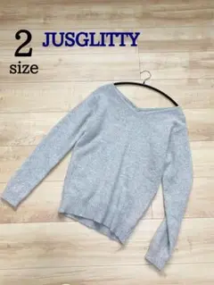 r【JUSGLITTY 】ジャスグリッティー　長袖Ｖネックニット　フォックス　羊