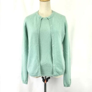 シップス/SHIPS★カシミヤ100％/アンサンブルニット/カーディガン&セーター【レディースS/ミントグリーン】Tops/Sweater/Cardigan◆pBH587