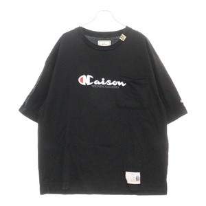 MIHARA YASUHIRO ミハラヤスヒロ ロゴプリント クルーネック半袖Tシャツ カットソー ブラック A08TS701