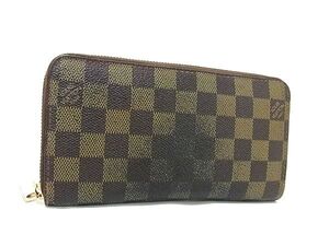 1円 LOUIS VUITTON ルイヴィトン N60015 ダミエ ジッピーウォレット ラウンドファスナー 長財布 小銭入れ 札入れ ブラウン系 FK2269