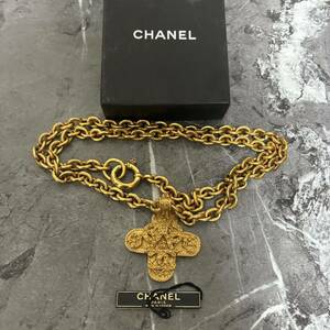 【1円スタート】CHANEL トリプル ココマーク ネックレス ロングチェーン ヴィンテージ　ゴールド アクセサリー シャネル