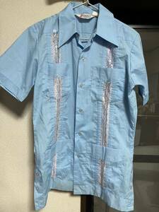 vintage キューバシャツ　Cuba shirt 襟芯入り　刺繍　柄 50s 60s 70s 80s 古着　ヴィンテージ