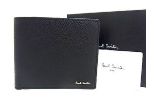 ■新品■未使用■ Paul Smith ポールスミス レザー 二つ折り 財布 ウォレット メンズ ブラック系 AT1823