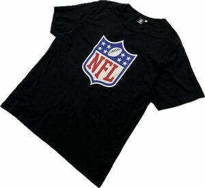 NFL ☆ 公式 ロゴ プリント 半袖 Tシャツ ブラック 黒 XL 春夏 スポーツ アメフト ラグビー アメカジ ストリート タウンユース 古着■AL267