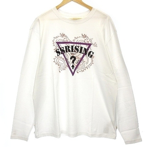 未使用品 ゲス 19AW GUESSx88RISING GUE88RISING Tシャツ 長袖 クルーネック ロンT オーバーサイズ ロゴ プリント XS 白 メンズ