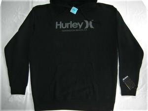 ★新品 ハワイ直輸入 USAモデル HURLEY ハーレー スウェットパーカー XL ブラック 黒 裏起毛 HUNTINGTON BEACH ,CA ハンティントンビーチ★