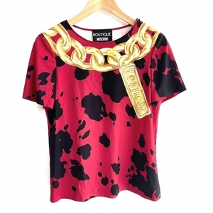 モスキーノ MOSCHINO 半袖Tシャツ サイズI38 - レッド×黒×ゴールド レディース クルーネック トップス