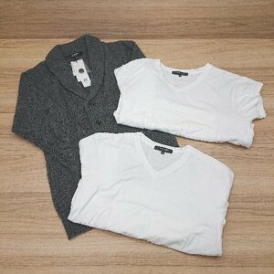 ◇ 《 MICHEL KLEIN homme まとめ売り3点セット サイズ48のみ 無地 Vネック 半袖 Tシャツ ニット カーディガン メンズ 》 E