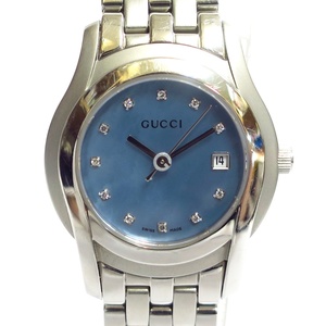 GUCCI グッチ 5500L シェル文字盤 11Pダイヤ クォーツ レディース 腕時計【送料無料】中古品 used AB