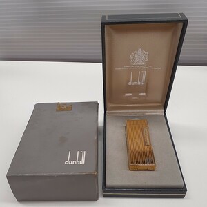 Dunhill　ダンヒル ローラー式 ガスライター　ゴールドカラー dマーク 喫煙具 着火未確認ジャンク品 ケース付き　み