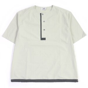 未使用品□HERMES エルメス 23SS コットン ハーフボタン ショートスリーブ 半袖Tシャツ カットソー ライトグリーン 43 フランス製 正規品