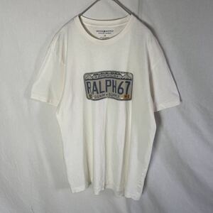 DENIM&SUPPLY RALPH LAUREN 半袖プリントTシャツ　古着　Mサイズ　ライトベージュ