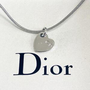 美品!! クリスチャン ディオール Christian Dior ネックレス ペンダント ハート プレート CD 刻印 シルバー ヴィンテージ アクセサリー 銀