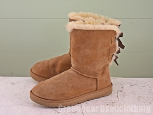 MK637◆レディース【アグ UGG】ムートンブーツ 茶 ブラウン 26cm