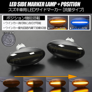 ポジション付き シーケンシャル LED サイドマーカー スモーク/青光 MX81S/MX91S ワゴンRスマイル/MH21S/MH22S ワゴンR RR