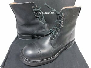 美品 【ドルチェ&ガッバーナ DOLCE&GABBANA】 レザー キャップトゥ レースアップブーツ 靴 (メンズ) size8 ブラック □30MZA6523□