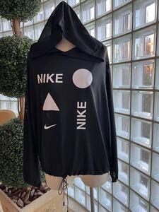 NIKEナイキ★DRY FIT 黒 メッシュパーカ フード付き 長袖 トップス Sサイズ USED♪s