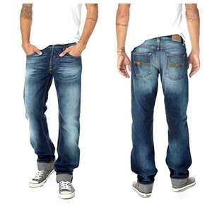 【正規品】Nudie Jeans ヌーディージーンズAverage Joe Blue ShadesストレートデニムパンツW30 イタリア製