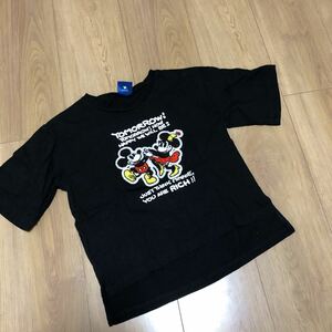 【ライトオン×ディズニー】レトロミッキーミニーちゃんワッペン付き黒　半袖Tシャツ《美品》110