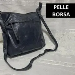 PELLE BORSA ペレボルサ ショルダーバッグ ネイビー 総柄