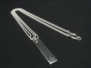 1円 GUCCI グッチ SV925 ロゴプレート Wチェーン ネックレス アクセサリー レディース メンズ シルバー系 FF7840