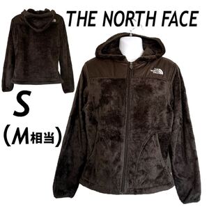 THE NORTH FACE ザノースフェイス レディース フリースジャケット ボアパーカー S (M相当) 刺繍ロゴ フルジップ US規格 ブラウン系 (A19)★