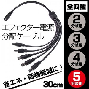 EC25ES送料130円■DC電源 5分岐・分配ケーブル　外径5.5mm 内径2.1mm■パワーサプライ アダプター 新品未使用 端子保護キャップ付き