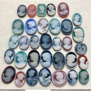 1円〜!!大量!!☆ストーンカメオおまとめ105.4g☆n 527ct stone cameo ブローチ 貴婦人 作家物 彫刻 アンティーク w5A10