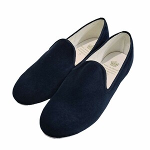 未使用　CROWN　JAZZ SLIPPER　クラウン　ジャズ スリッパ　ベルベットブルー　スリッポン　シューズ　size5(24cm)　濃紺