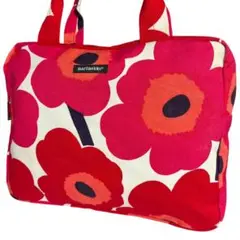 【良品】marimekko ウニッコ ハンドバッグ レッスンバッグ 赤 ピンク