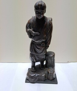 陶芸品　虫明焼　二宮金次郎像　置物　古美術　骨董品