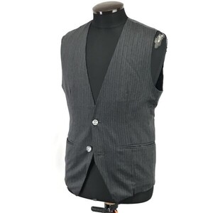 日本製☆シュリセル/SCHLUSSEL☆スーツベスト/フォーマル【2/メンズM/グレー/gray/ストライプ柄】Tops/vest/suit/jacket◇cBH853