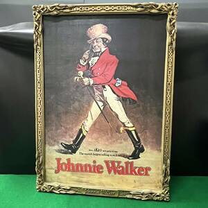 ★☆Johnnie Walker/ジョニーウォーカー 油絵デザイン 非売品/看板 ポスター 額縁/ビンテージ