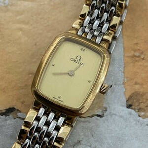 ◆稼働品◆人気◆ OMEGA オメガ Deville デビル コンビ クォーツ ゴールド文字盤 レディース腕時計 アンティーク 