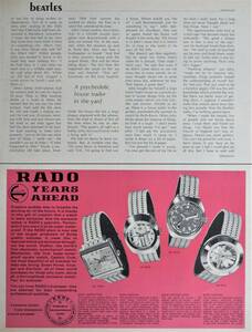 稀少・時計広告！1968年ラドー 時計広告/Rado Diastar/Manhattan/Captain Cook/Watches/Swiss/宇宙/月面/K