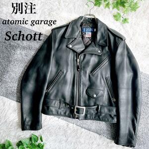 Schott ワンスター atomic garage別注 ダブルライダース　M13　ワンスター ダブル ライダース ジャケット USA製 ブラック 2311219