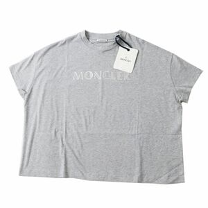 未使用品◎正規品 トルコ製 MONCLER モンクレール F10938C70410 V8094 レディース ロゴ 半袖 Tシャツ グレー×シルバー L タグ付き