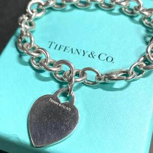 【ティファニー】基準内 TIFFANY&Co. ブレスレット チョーカー ハートタグ チャンキーチェーン シルバー925 全長18cm 女性用 レディース