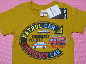 新品 100 車柄 半袖Tシャツ 綿100％ パトカー 消防車 救急車 トミカ風 パトロールカー 警察 車両 働く車 男の子 夏物 95cm～ 送料無料