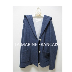 ★LA MARINE FRANCAISE マリンフランセーズ★ルパシカ裏毛 フーデットブルゾン アウター パーカー カーディガン 紺 ネイビー 日本製　中古