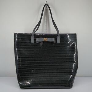 サ) kate spade NEW YORK ケイトスペード ニューヨーク Black Sepuin Bon Shopper Salinas Tote ブラックスパンコール トートバッグ 管理Y