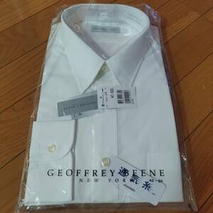 新品★チョーヤシャツ　CHOYA メンズL42‐84 GEOFFREY BEENE コットン100％ 長袖シャツ 白無地 ジェフリービーン 日本製