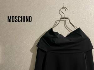 ◯ MOSCHINO ショルダーラップ ショート ワンピース / モスキーノ ミニ コットン ジャージー ブラック ドレス LBD 黒 38 Ladies #Sirchive