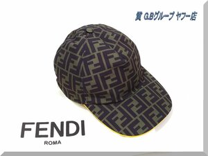 ☆FENDI☆フェンディ ベースボールキャップ FF柄 FXQ768 ACDA TU　送料無料！緑×黒×黄色