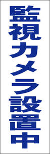 お手軽短冊看板ロング「監視カメラ設置中（青）」【防犯・防災】屋外可