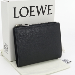 中古良品ロエベLOEWE スリム コンパクトウォレット カーフ C660W73X01 1100 ブラック ランク：A us-2 レディース