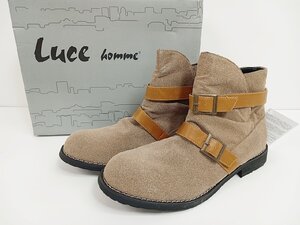 [16A-67-023-1] Luce homme ルーチェ・オム ダブルベルト ドレープショートブーツ LH6310 サンド 25.5cm 中古