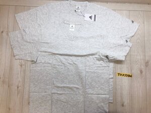 adidas アディダス メンズ Vネック・丸首 半袖Tシャツ 2枚セット まとめ売り L 白グレー