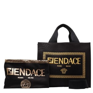 フェンディ × ヴェルサーチ FENDACE フェンダーチェ ラ メデューサ 総柄 トートバッグ ショルダーバッグ 2WAY 8BH395 FENDI 【中古】